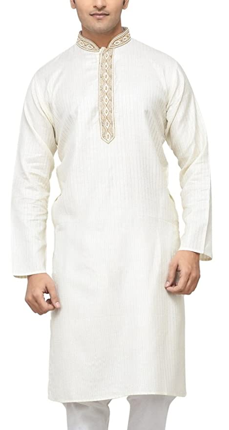 Rene Men's Cotton White Straight Kurta