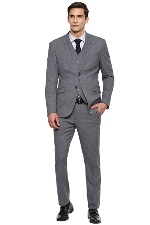 Van Heusen Men's Polyester Blend Grey Three Piece Suit Business Pants Set (VDSUESKFA92533 46)
