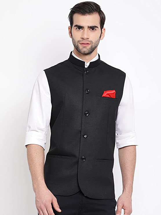 VASTRAMAY Men's Cotton Blend Nehru Jacket