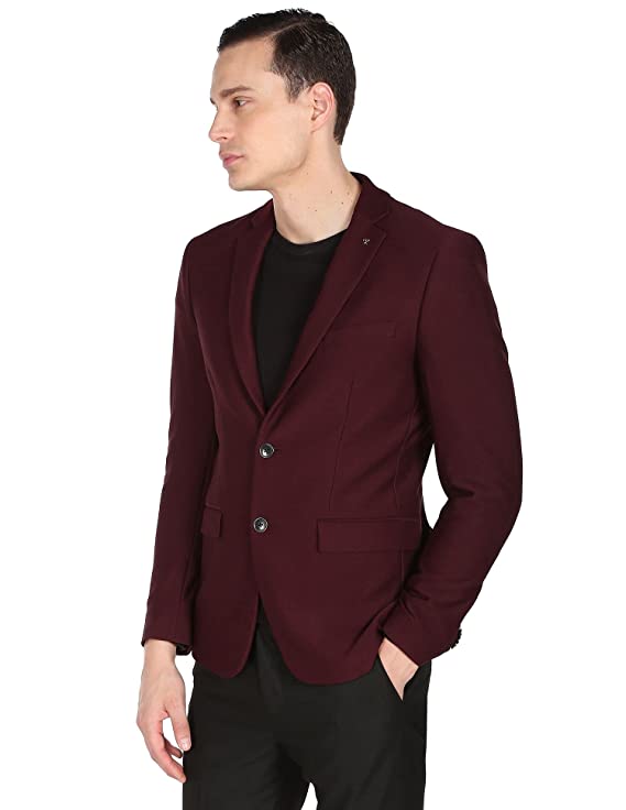 Arrow Men Maroon Solid Zero Calorie Fit Formal Blazer - Image 3