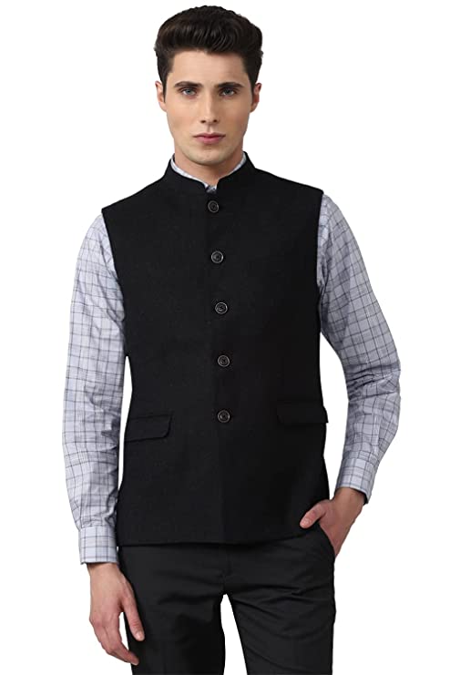 Van Heusen Men's A-Line Coat (VHNJDSLBA52206_Black
