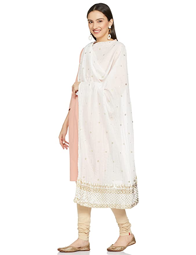 BIBA Women's Ethnic Off White Cotton Dupatta