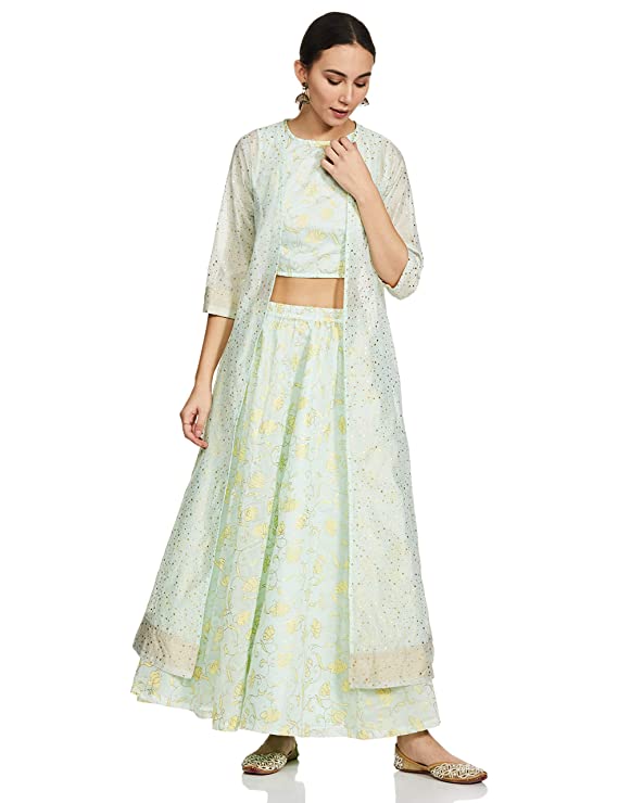 BIBA Women's Synthetic Fusion Wear (Indie TR1154SEAGRN_Sea Green_34)