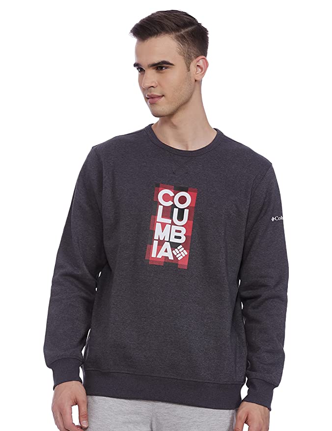 Columbia Mens M Columbia Logo Fleece Crew (AM0358-013-L_Black)