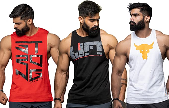 JUARI BE A GENTLEMAN Sleeveless Gym Vest for Men Set of 3
